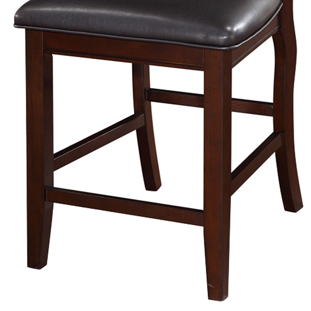 Poundex Wooden Armless High Chair, Espresso Brown & Black, Set of 2
