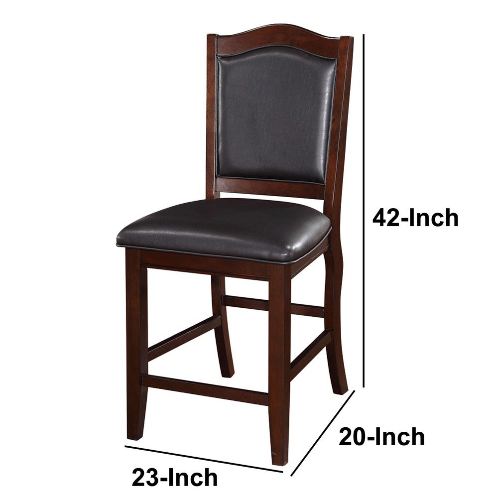 Poundex Wooden Armless High Chair, Espresso Brown & Black, Set of 2