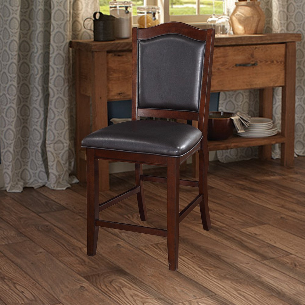 Poundex Wooden Armless High Chair, Espresso Brown & Black, Set of 2