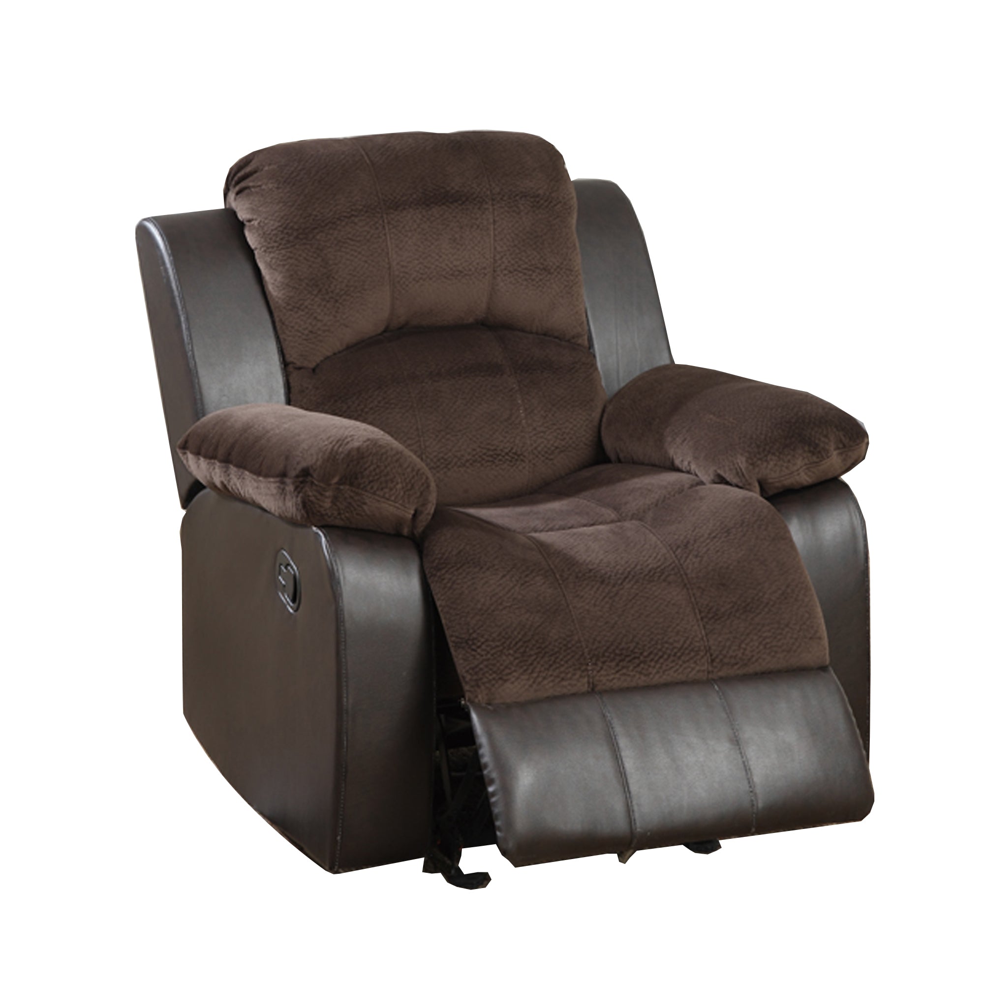 Poundex Polyurethane Rocker Recliner In Choco Suede Brown