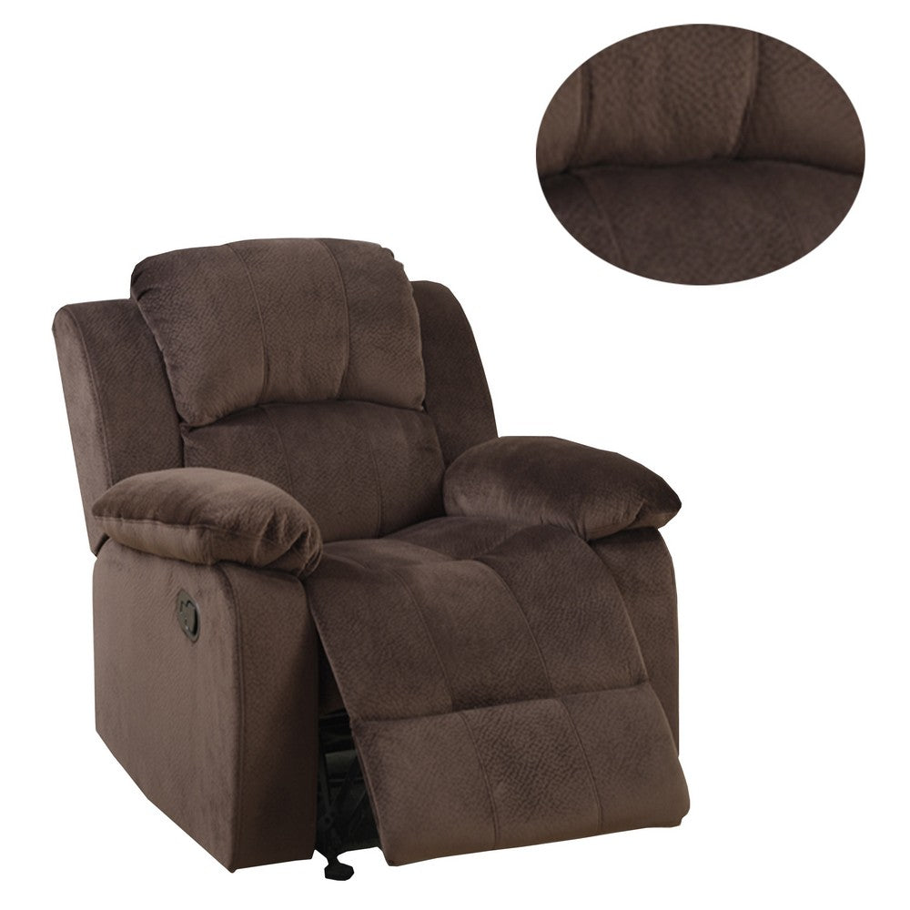 Poundex Rocker Recliner In Choco Brown Suede Fabric