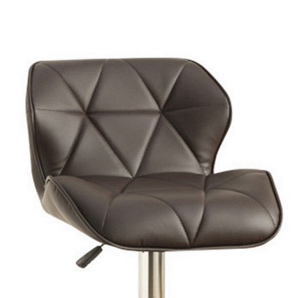 Poundex Barstool with Gaslight In Tufted Leather Dark Brown Set of 2