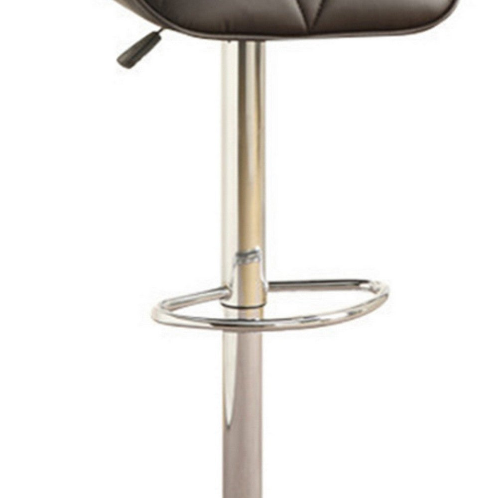 Poundex Barstool with Gaslight In Tufted Leather Dark Brown Set of 2