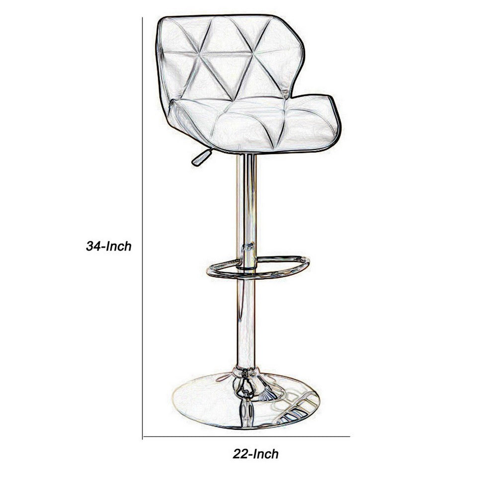 Poundex Barstool with Gaslight In Tufted Leather Dark Brown Set of 2