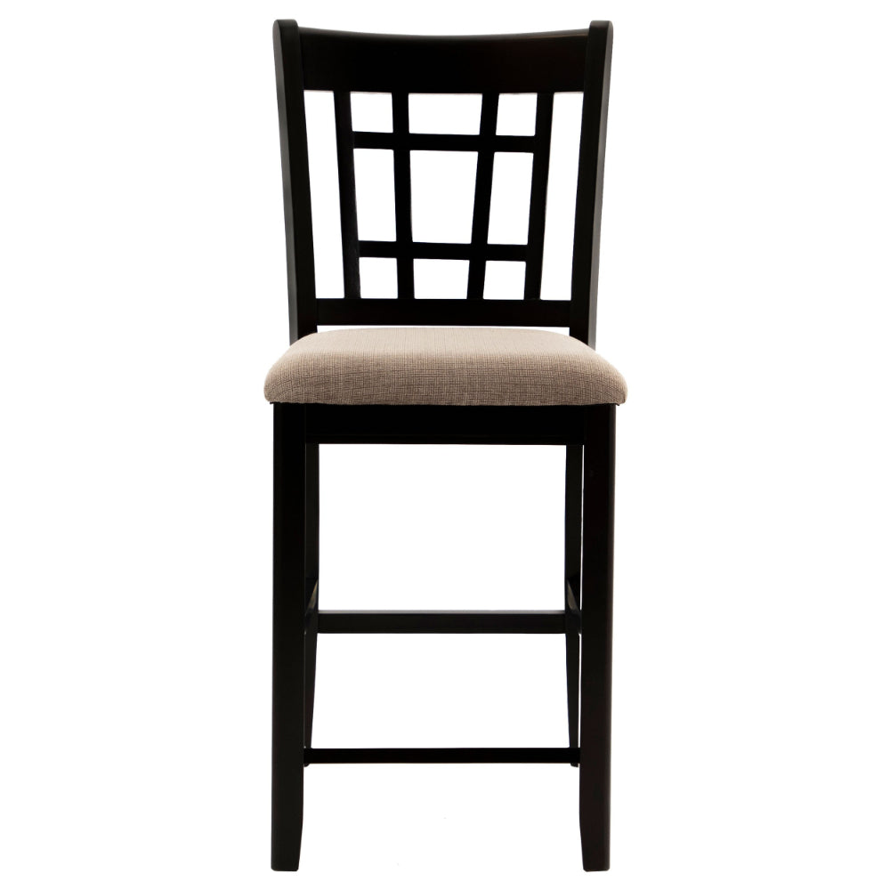 Coaster Contemporary Armless Counter Height Chair, Espresso Brown & beige , Set of 2
