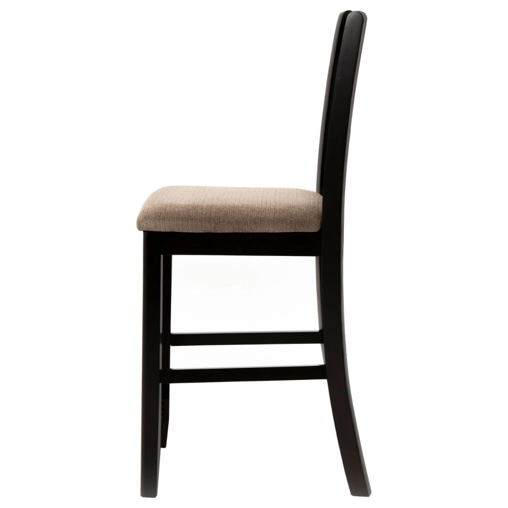 Coaster Contemporary Armless Counter Height Chair, Espresso Brown & beige , Set of 2