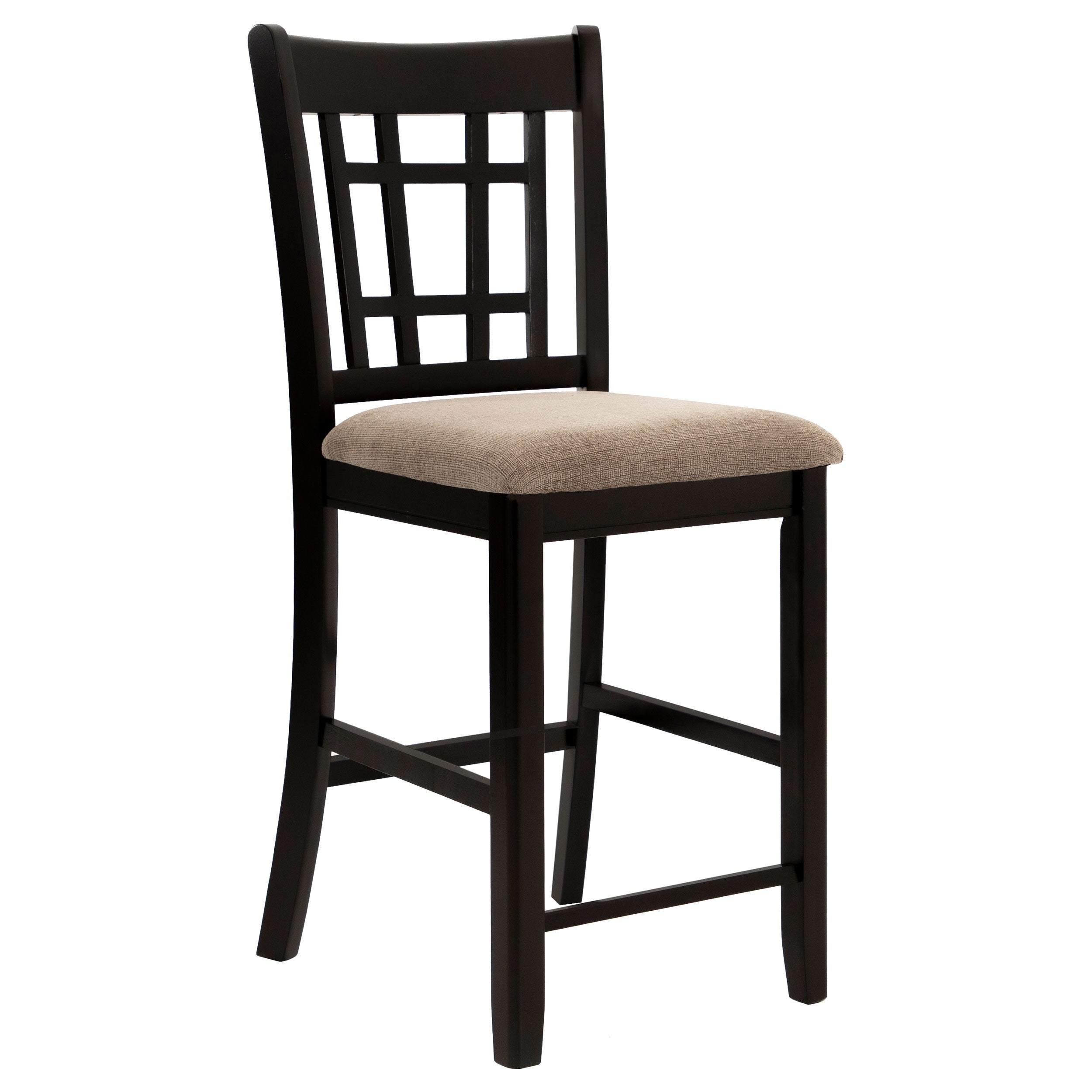 Coaster Contemporary Armless Counter Height Chair, Espresso Brown & beige , Set of 2