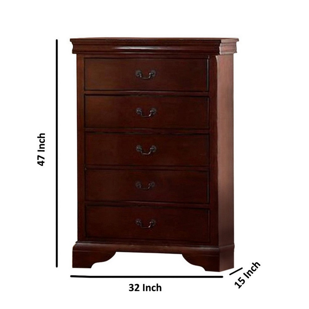 Poundex Decorously Functional Pine Wood, Plywood & Birch Veneer Chest, Cherry