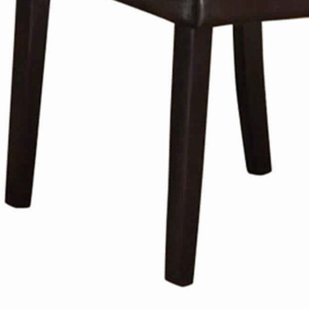 Poundex Faux Leather Dining Side Chair In Pine, Set Of 2, Dark Brown