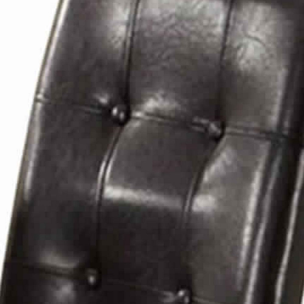 Poundex Faux Leather Dining Side Chair In Pine, Set Of 2, Dark Brown