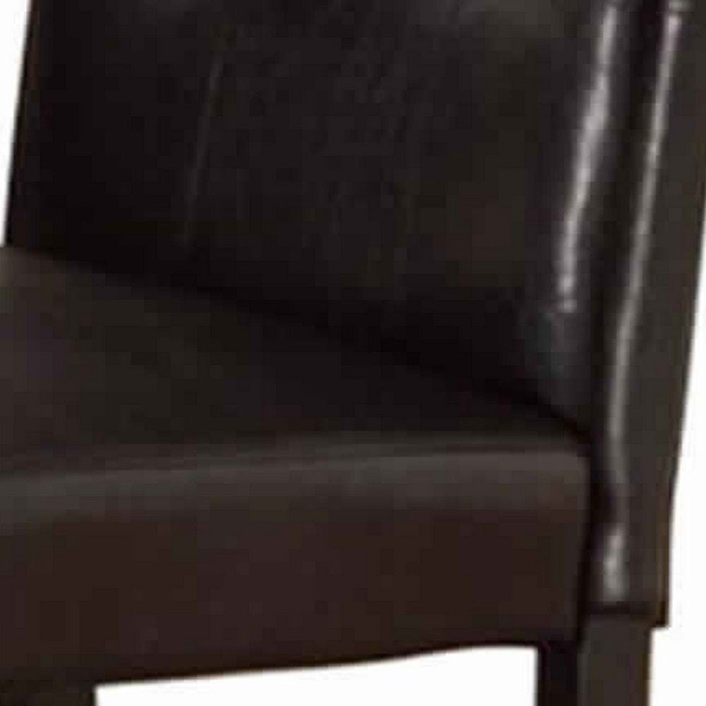 Poundex Faux Leather Dining Side Chair In Pine, Set Of 2, Dark Brown