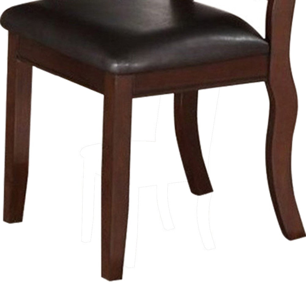 Poundex Contemporary Rubber Wood Dining Chair, Set Of 2, Brown And Black