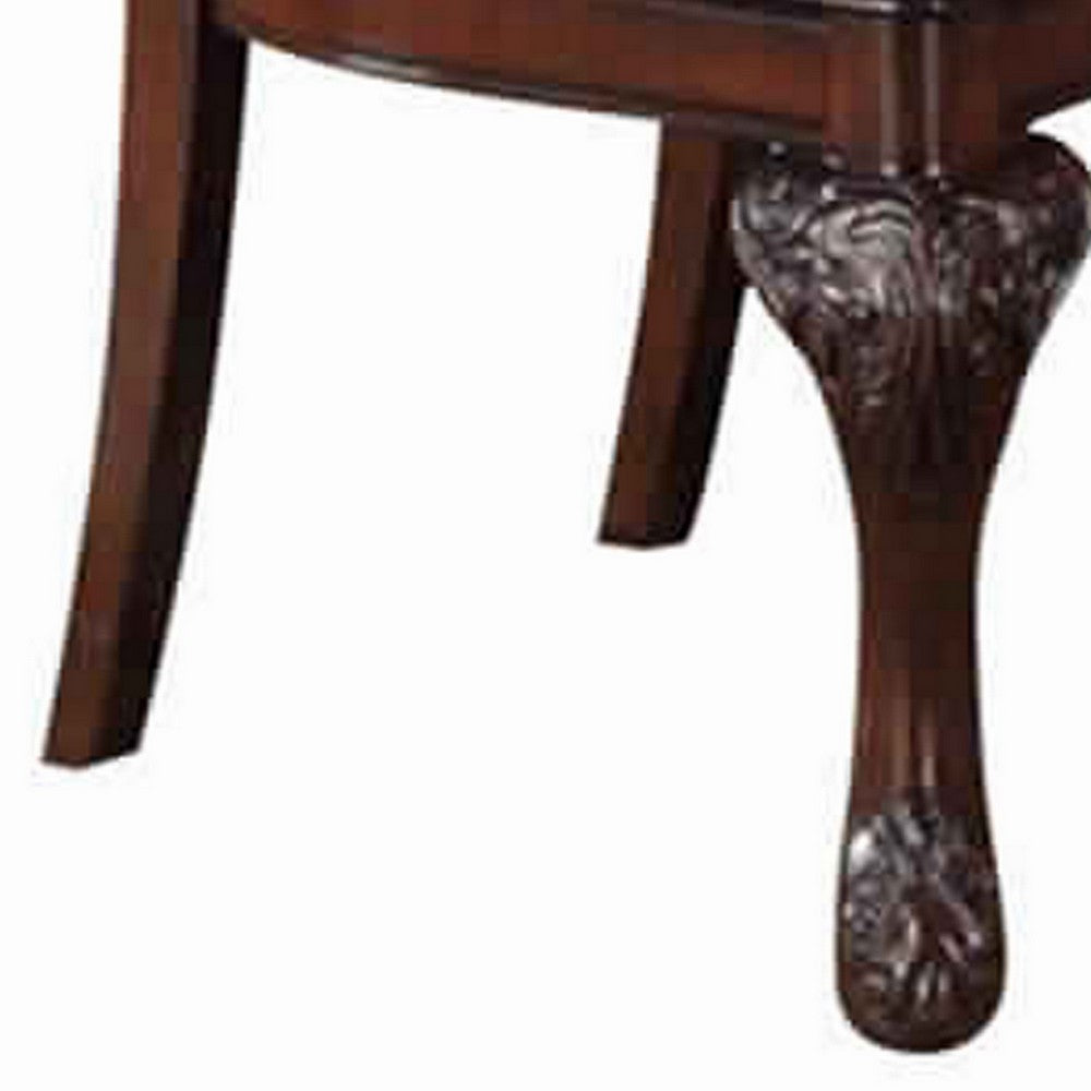 Poundex Traditional Rubber Wood Dining Chair With Faux Leather Upholstery , Set Of 2,Brown