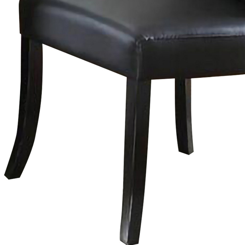 Poundex Leather Upholstered Dining Chair In Poplar Wood, Set Of 2,Black