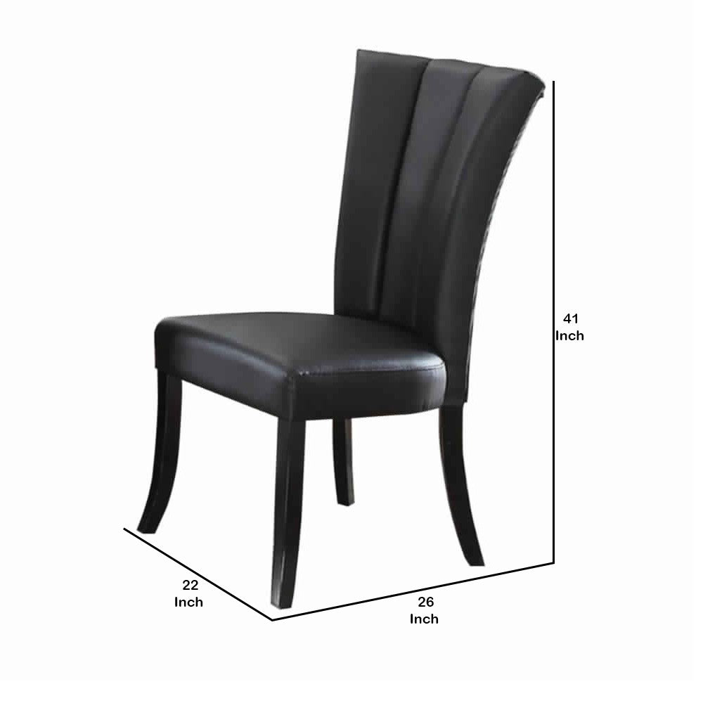 Poundex Leather Upholstered Dining Chair In Poplar Wood, Set Of 2,Black