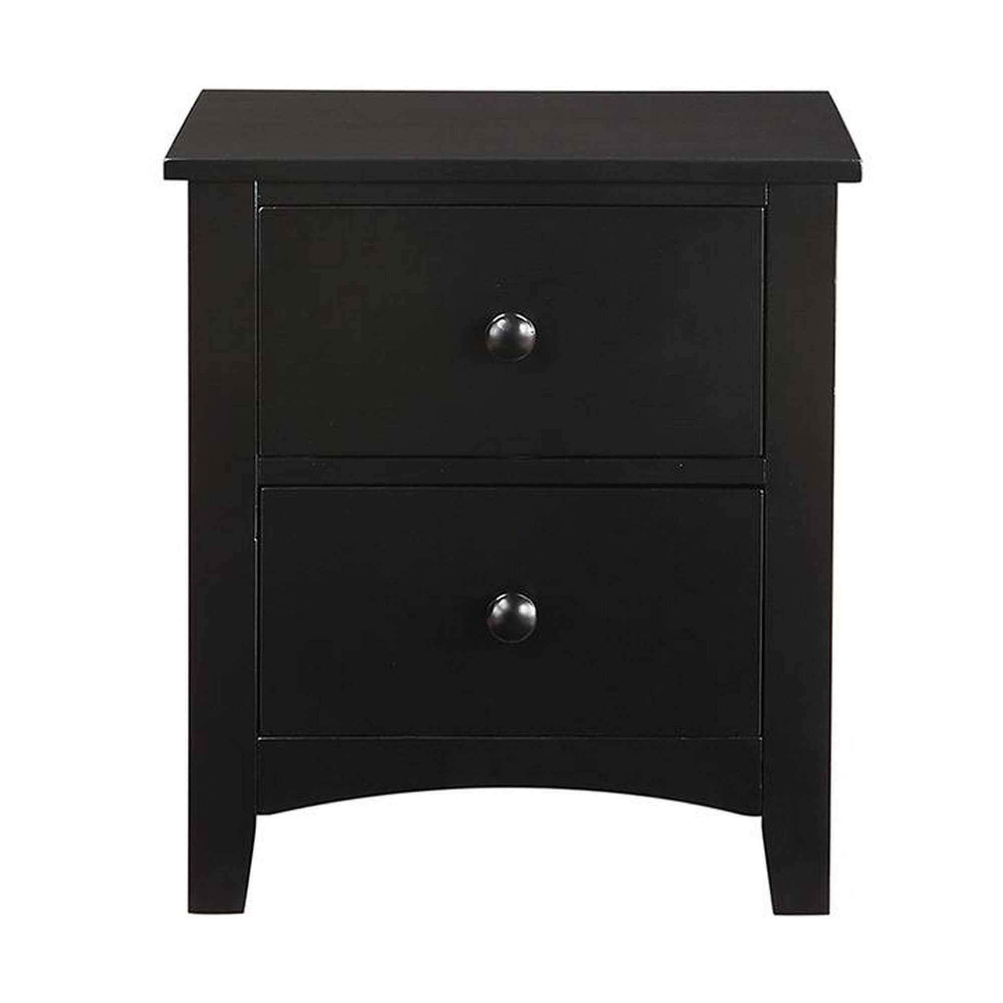 Poundex Pine Wood Night Stand With 2 Drawers, Black
