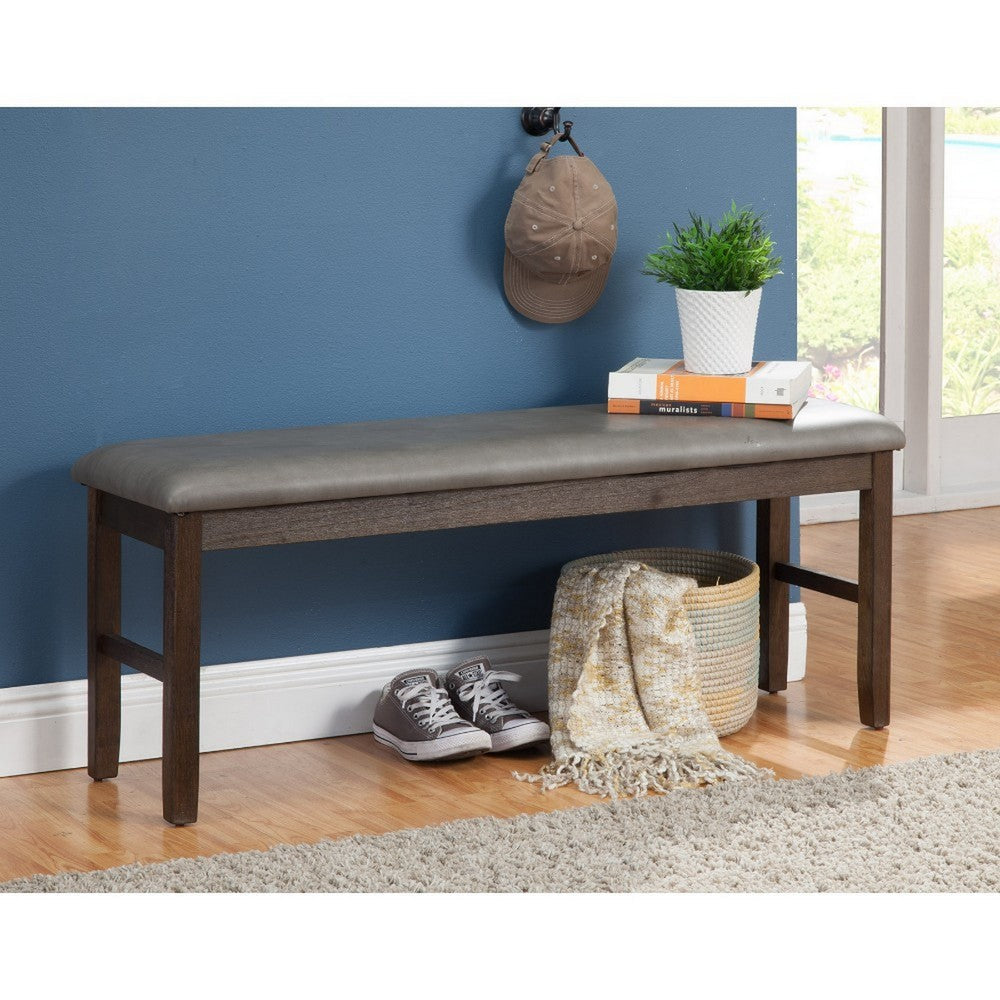 Alpine Furniture Rubberwood Dining Bench With Padded Upholstery Brown