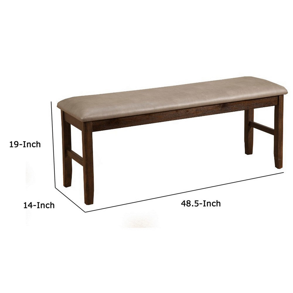 Alpine Furniture Rubberwood Dining Bench With Padded Upholstery Brown