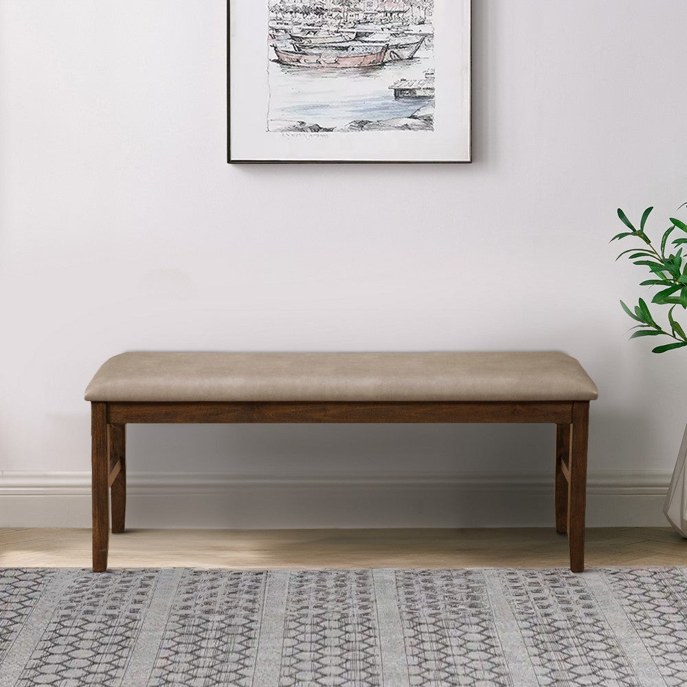 Alpine Furniture Rubberwood Dining Bench With Padded Upholstery Brown