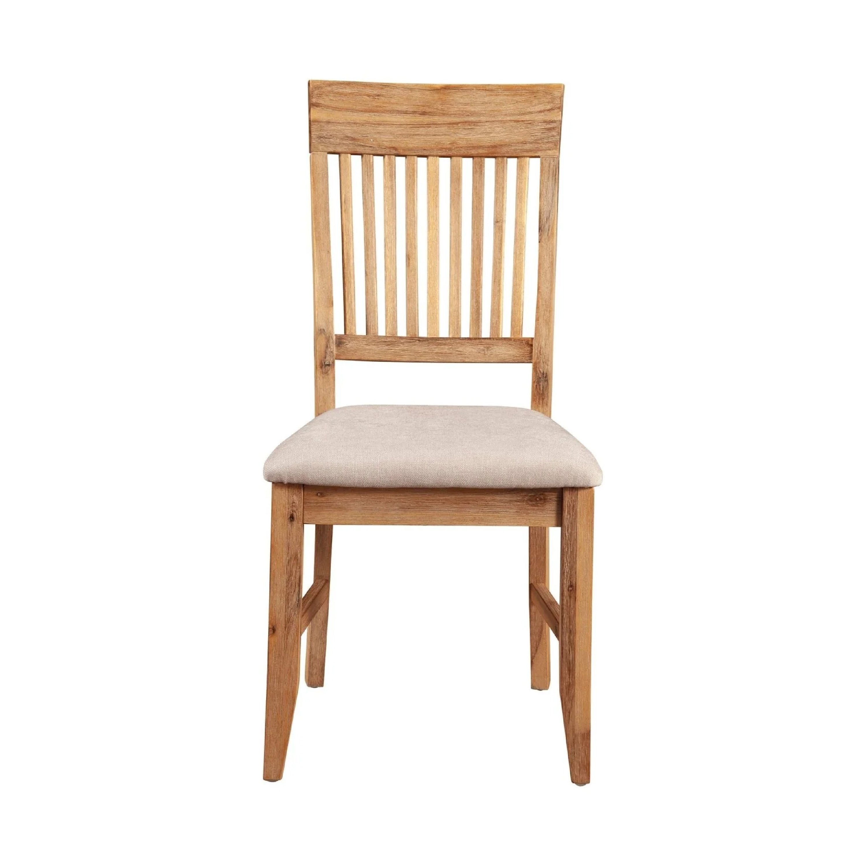 Alpine Furniture Slatted High Back Wooden Side Chair Set Of 2 Natural Brown And Beige