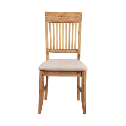 Alpine Furniture Slatted High Back Wooden Side Chair Set Of 2 Natural Brown And Beige