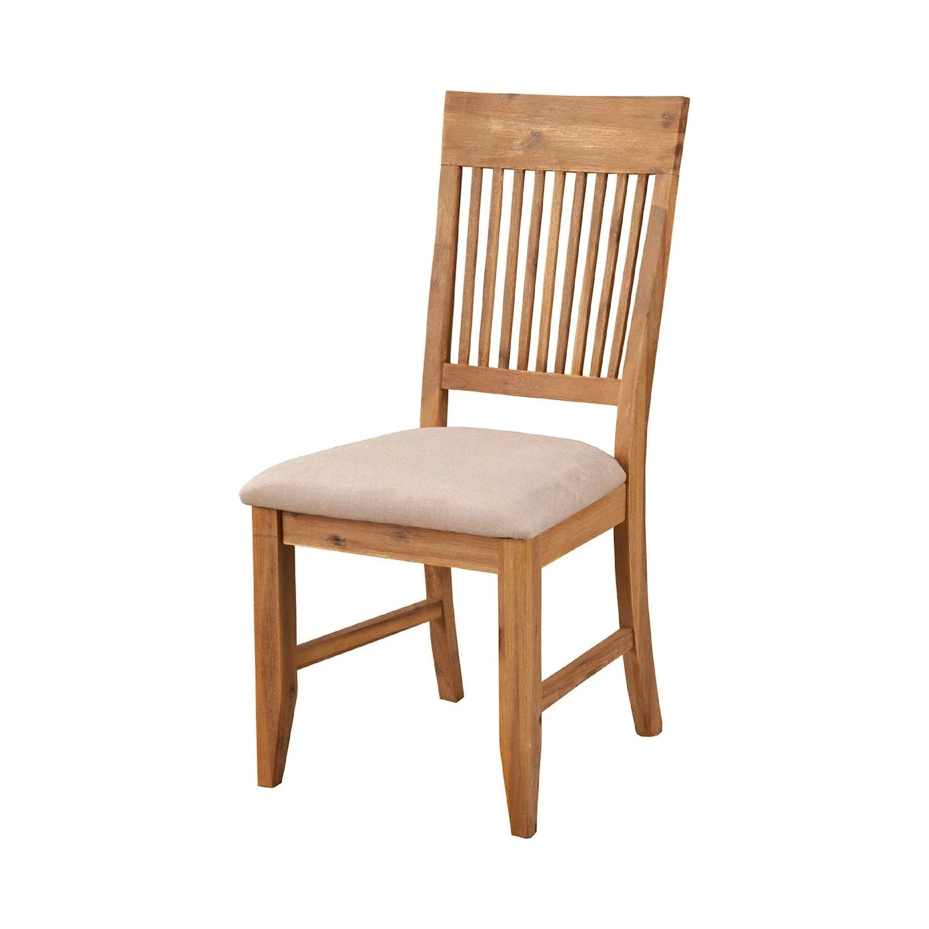 Alpine Furniture Slatted High Back Wooden Side Chair Set Of 2 Natural Brown And Beige