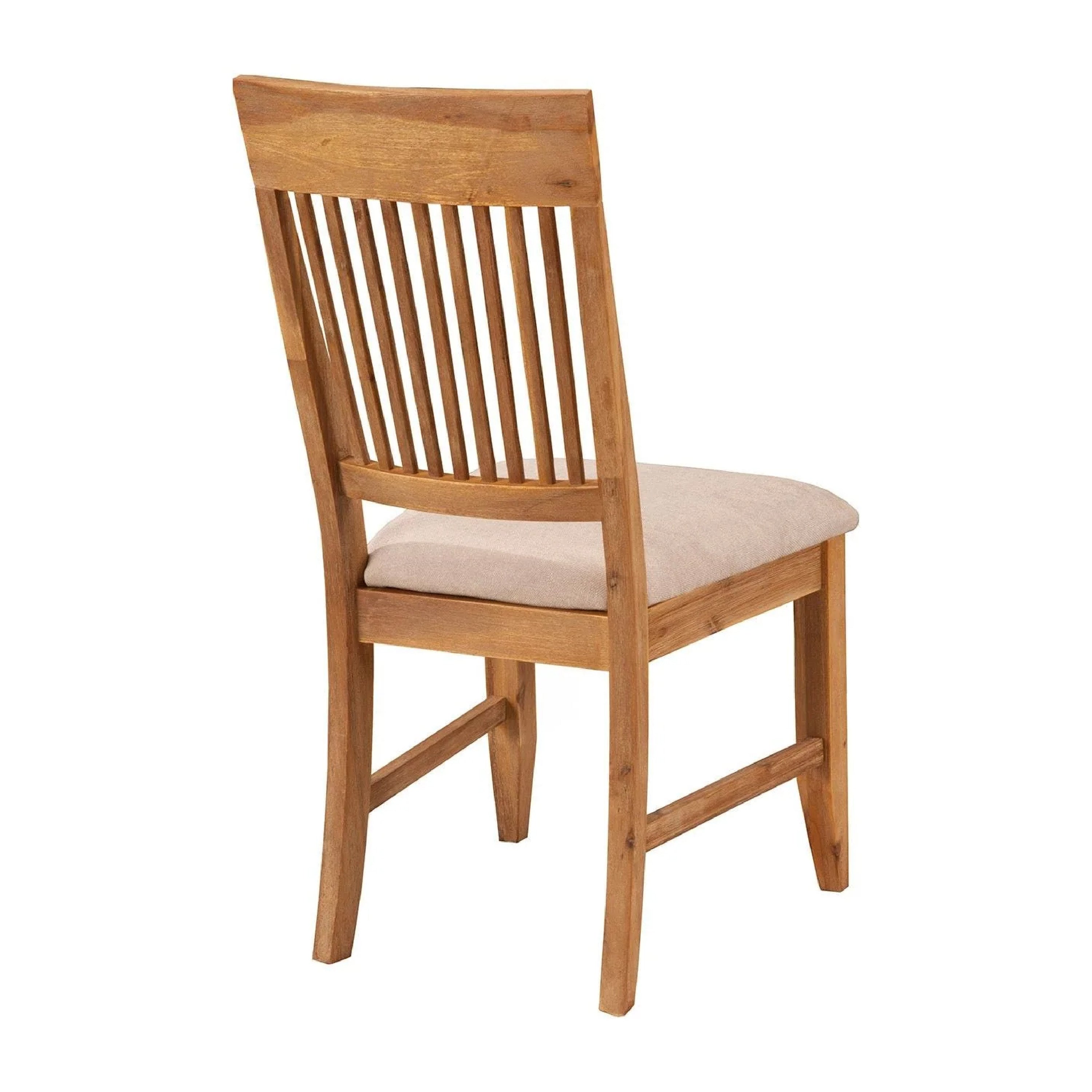 Alpine Furniture Slatted High Back Wooden Side Chair Set Of 2 Natural Brown And Beige