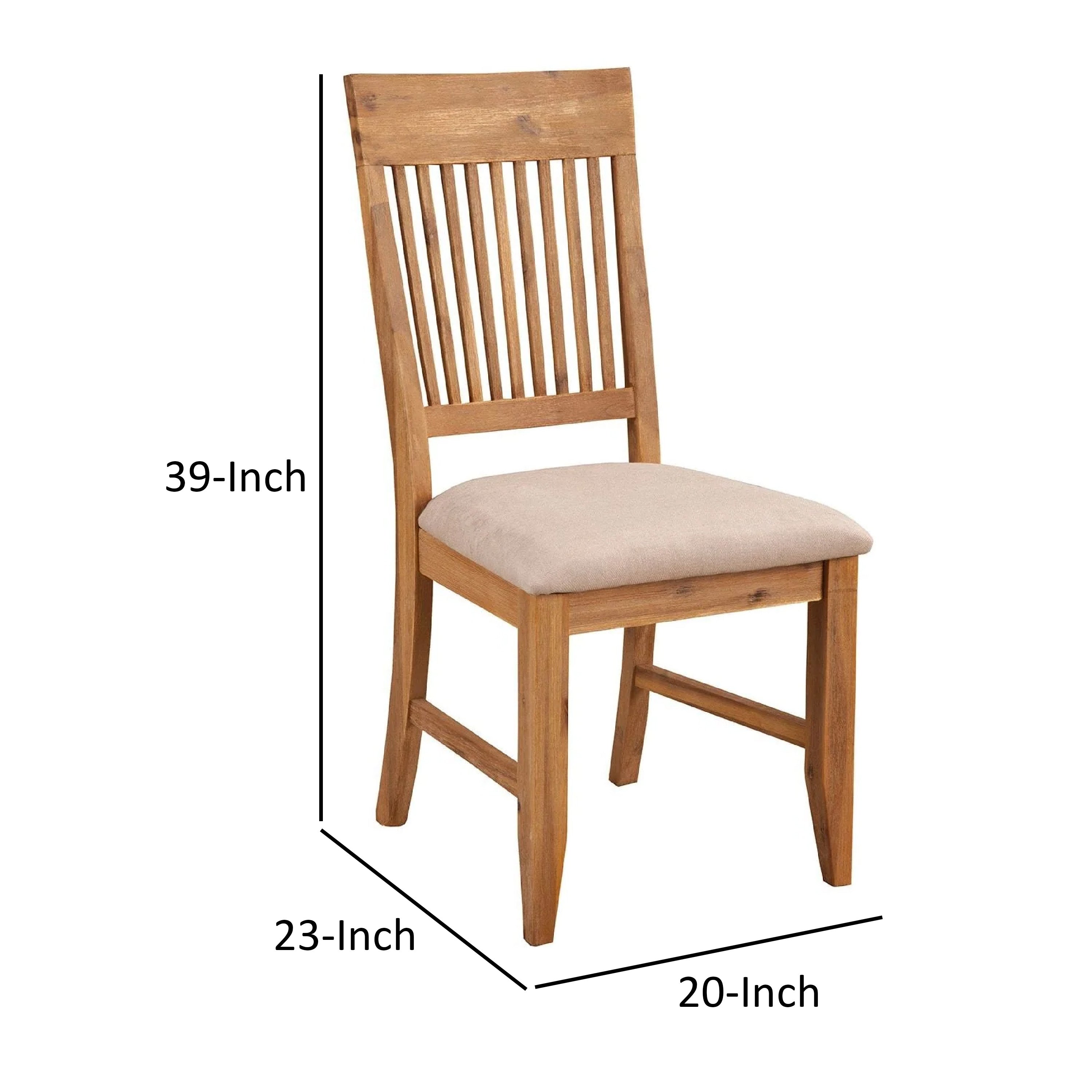 Alpine Furniture Slatted High Back Wooden Side Chair Set Of 2 Natural Brown And Beige