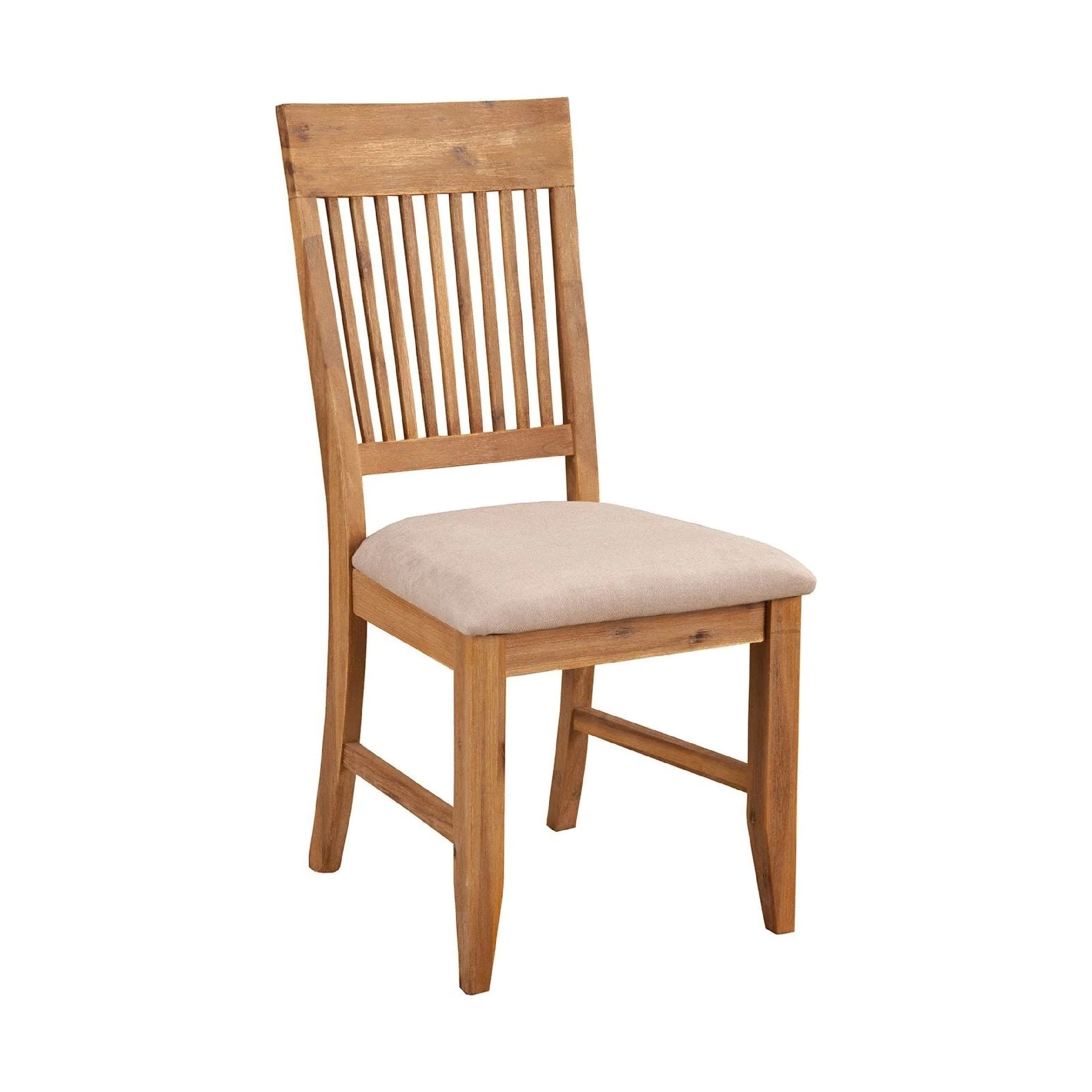Alpine Furniture Slatted High Back Wooden Side Chair Set Of 2 Natural Brown And Beige
