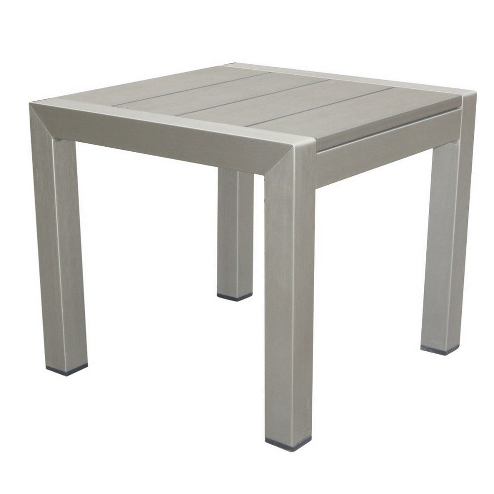 Benzara 16 Inch Outdoor Side Table, Highly Functional, Easy Movable, Gray