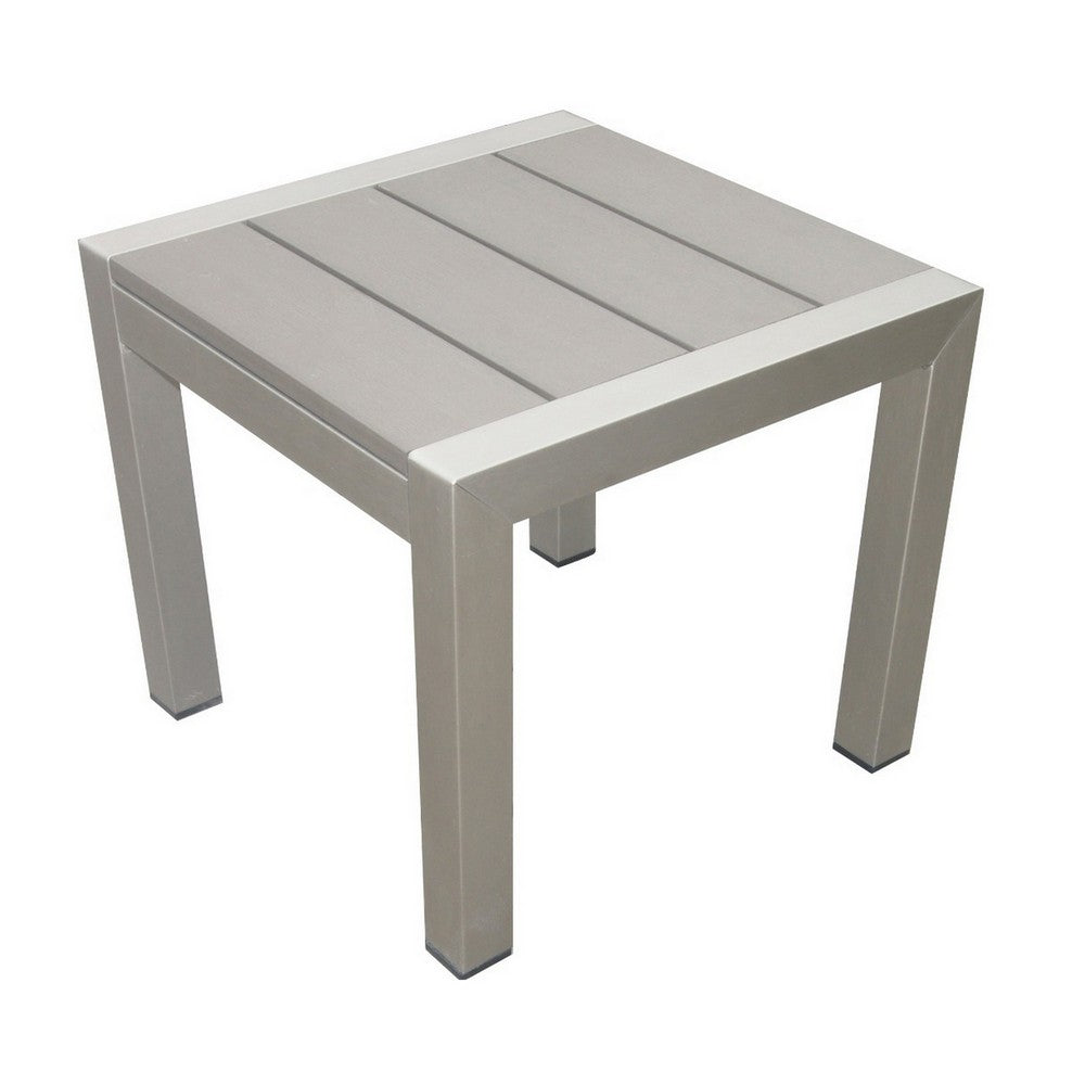 Benzara 16 Inch Outdoor Side Table, Highly Functional, Easy Movable, Gray