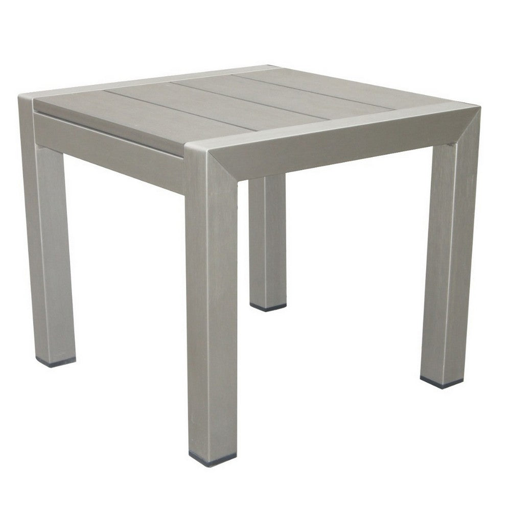 Benzara 16 Inch Outdoor Side Table, Highly Functional, Easy Movable, Gray