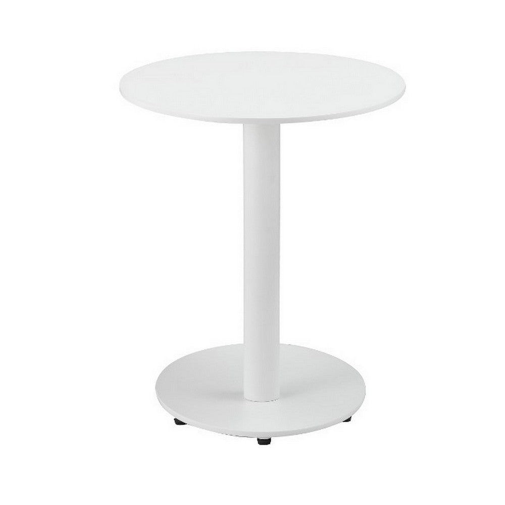 Benzara Modern Metal Outdoor Side Table With Oval Top And Base, White