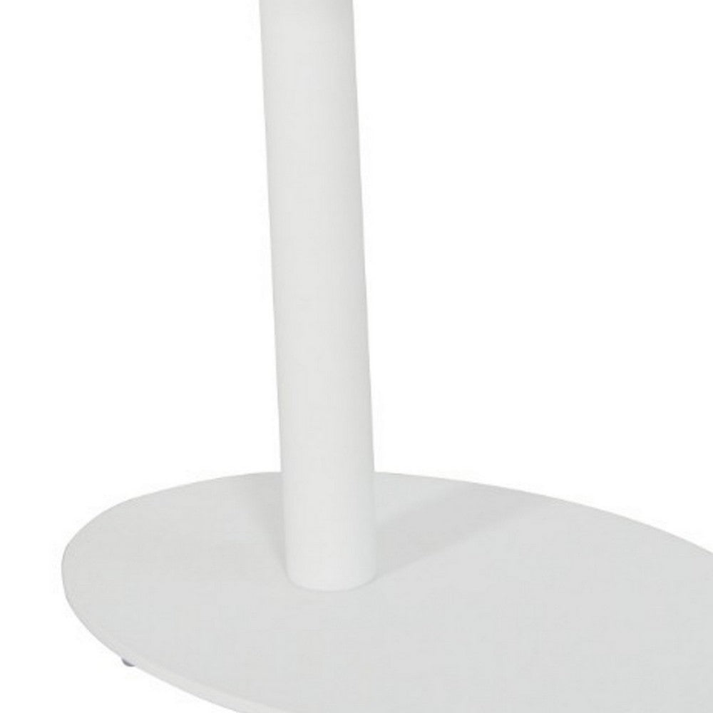 Benzara Modern Metal Outdoor Side Table With Oval Top And Base, White