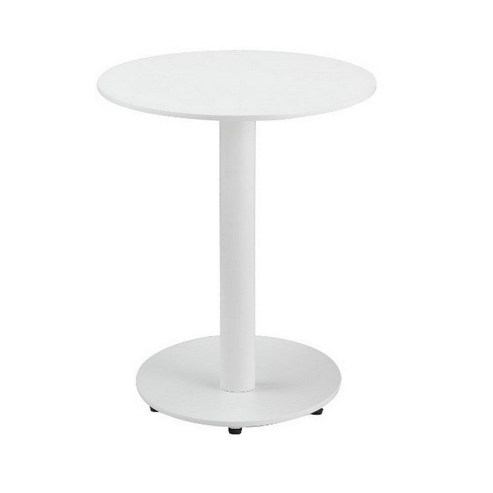 Benzara Modern Metal Outdoor Side Table With Oval Top And Base, White