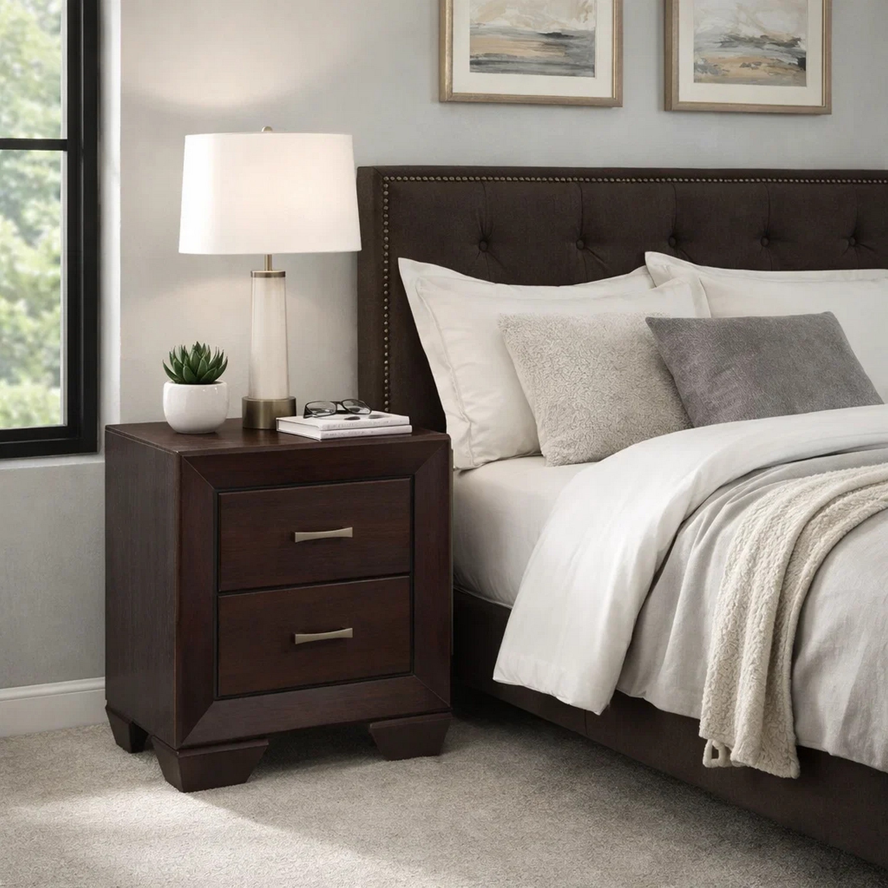 Coaster Chic Side Nightstand, Dark Cocoa Brown