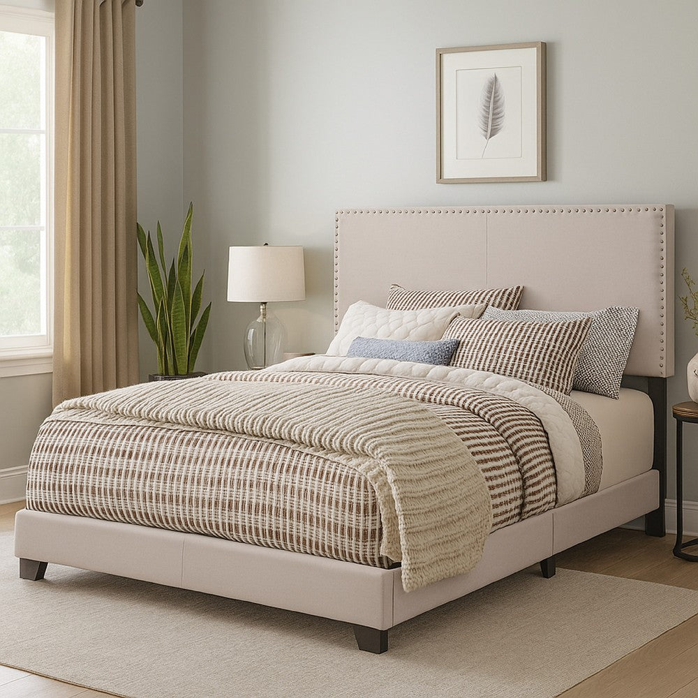 Coaster Explicitly Crisp Upholstered Cal King Bed, Ivory