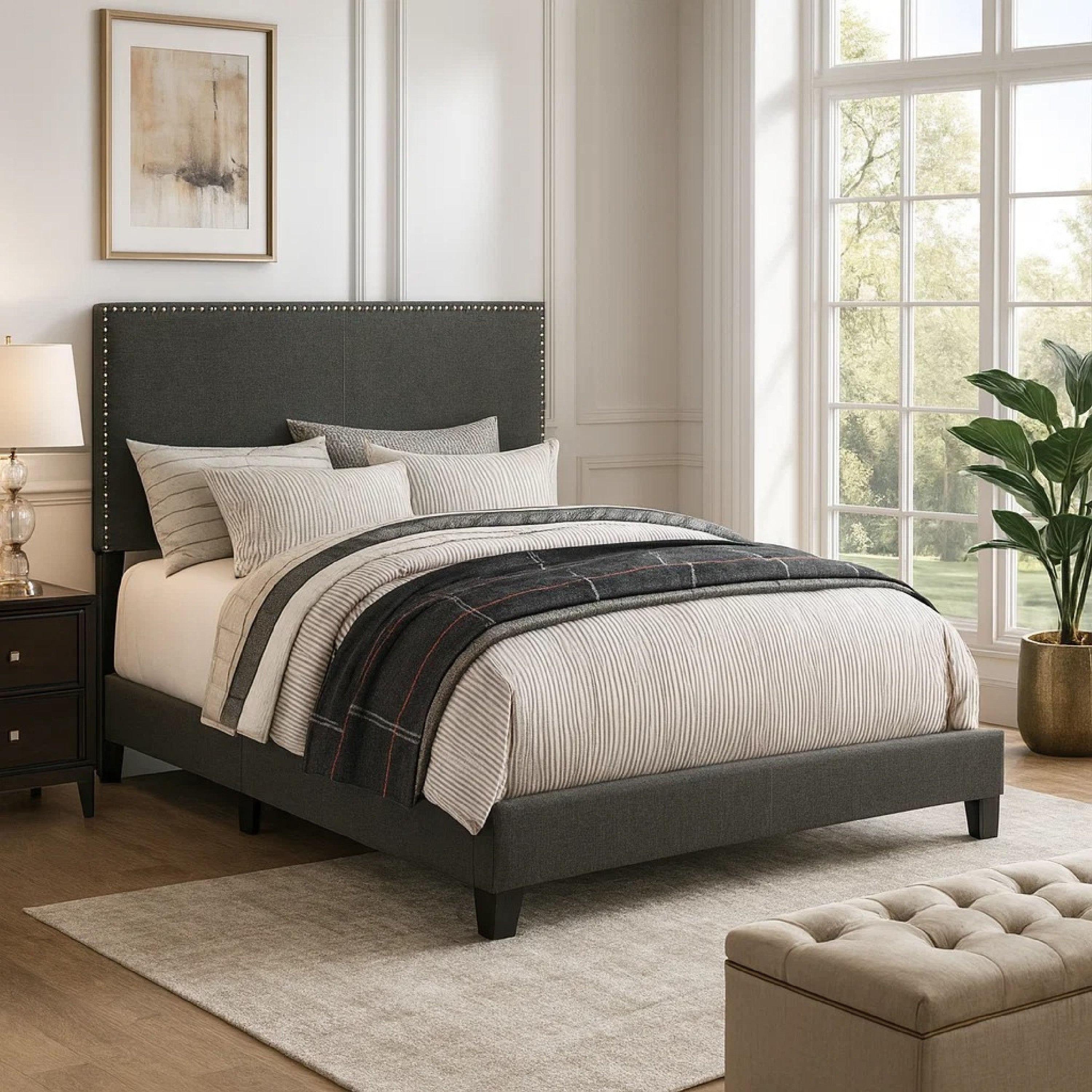 Coaster Espresso Upholstered Eastern King Bed