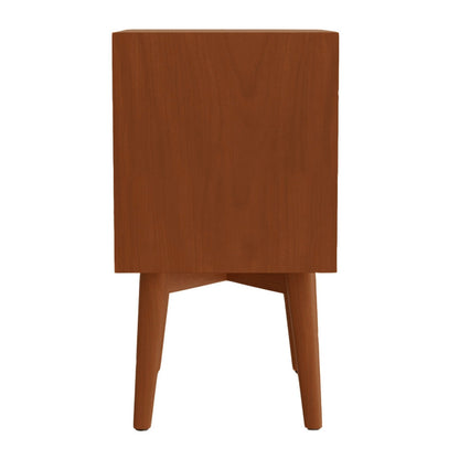 Alpine Furniture Mid Century 26 Inch Nightstand, 2 Drawers, Mahagony Wood Chestnut Brown