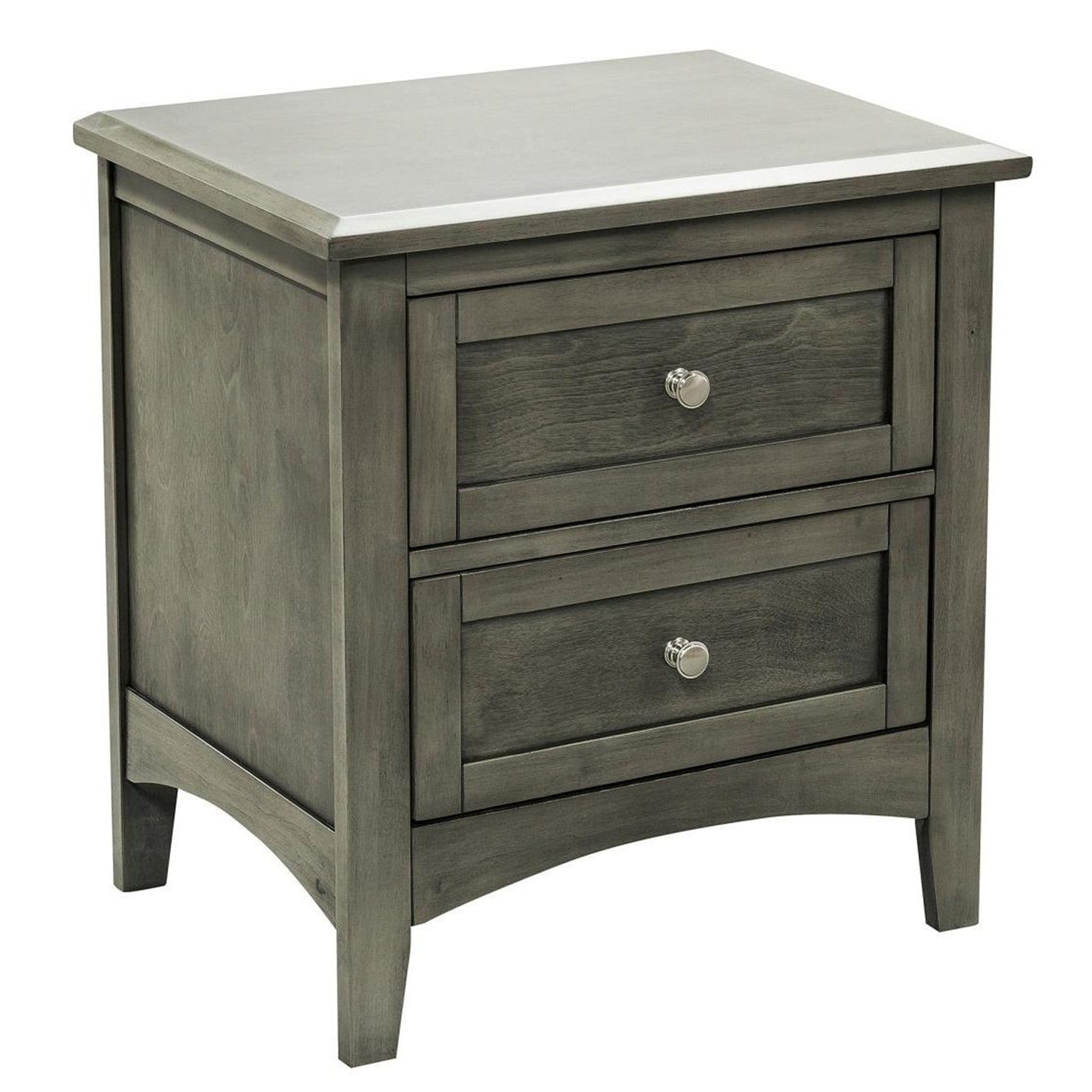 Benzara 2 Drawers Wooden Night Stand with Flared Legs Gray
