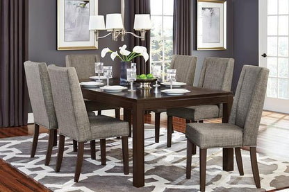 Benzara Wood & Fabric Dining Side Chair with Shallow Wing Back, Gray & Dark Brown, Set of 2