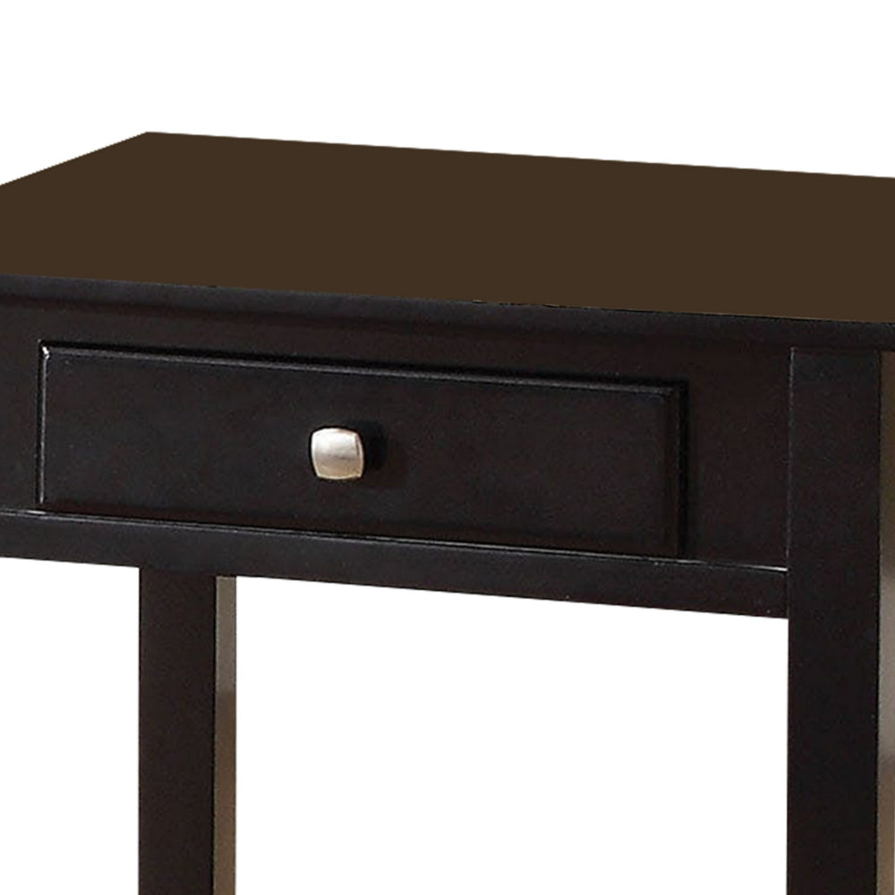 ACME Wooden End Table with One Drawer And One Shelf, Black