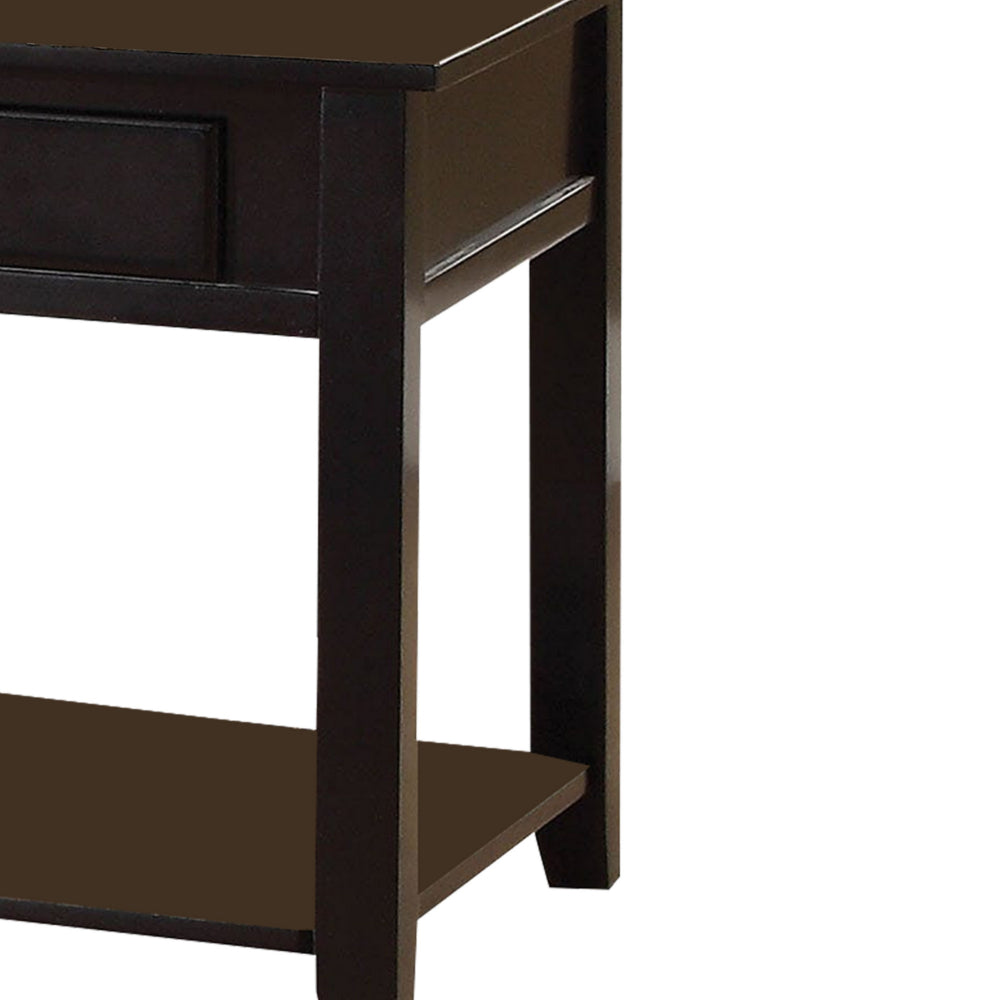 ACME Wooden End Table with One Drawer And One Shelf, Black