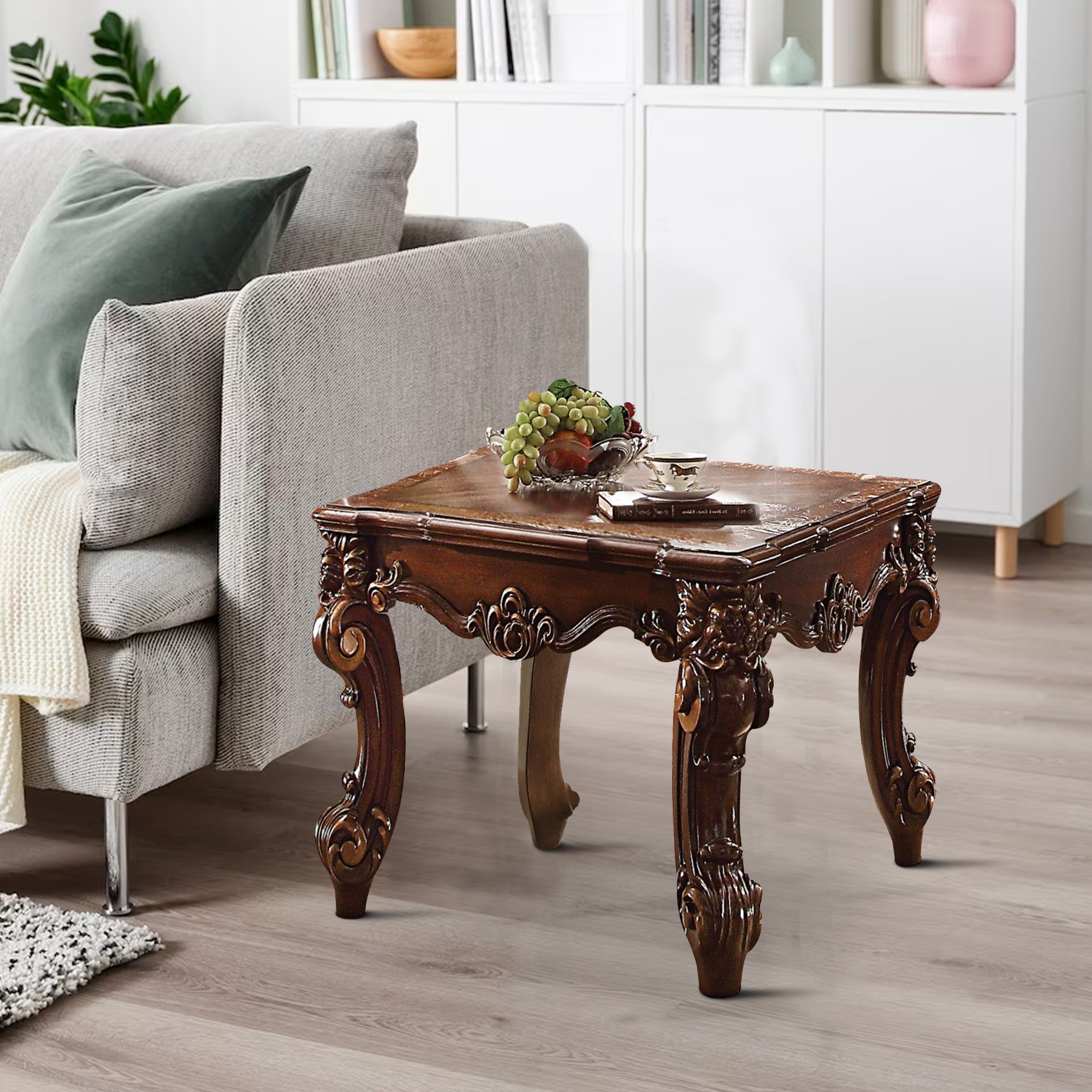 ACME Wooden End Table in Cherry Brown