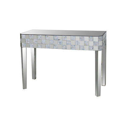 ACME Frosted Chequered Pattern Console Table In Rectangular Shape, Clear