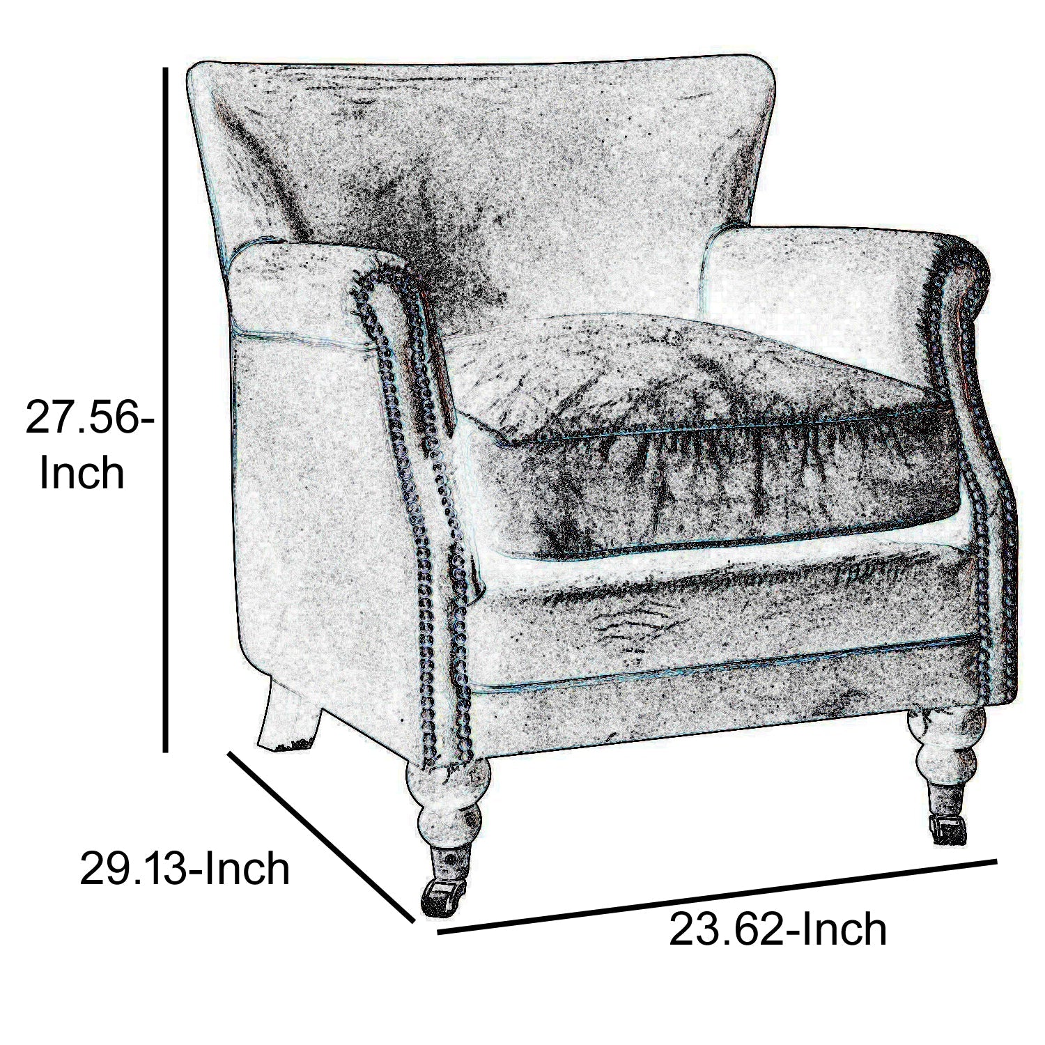ACME Leather Upholstered Accent Chair With Nail head Trim, Dark Brown