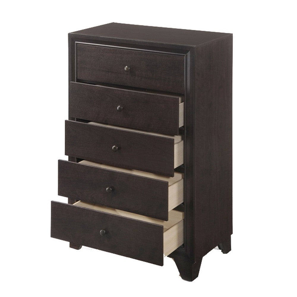 ACME Wooden Chest with 5 Spacious Drawers , Espresso Brown