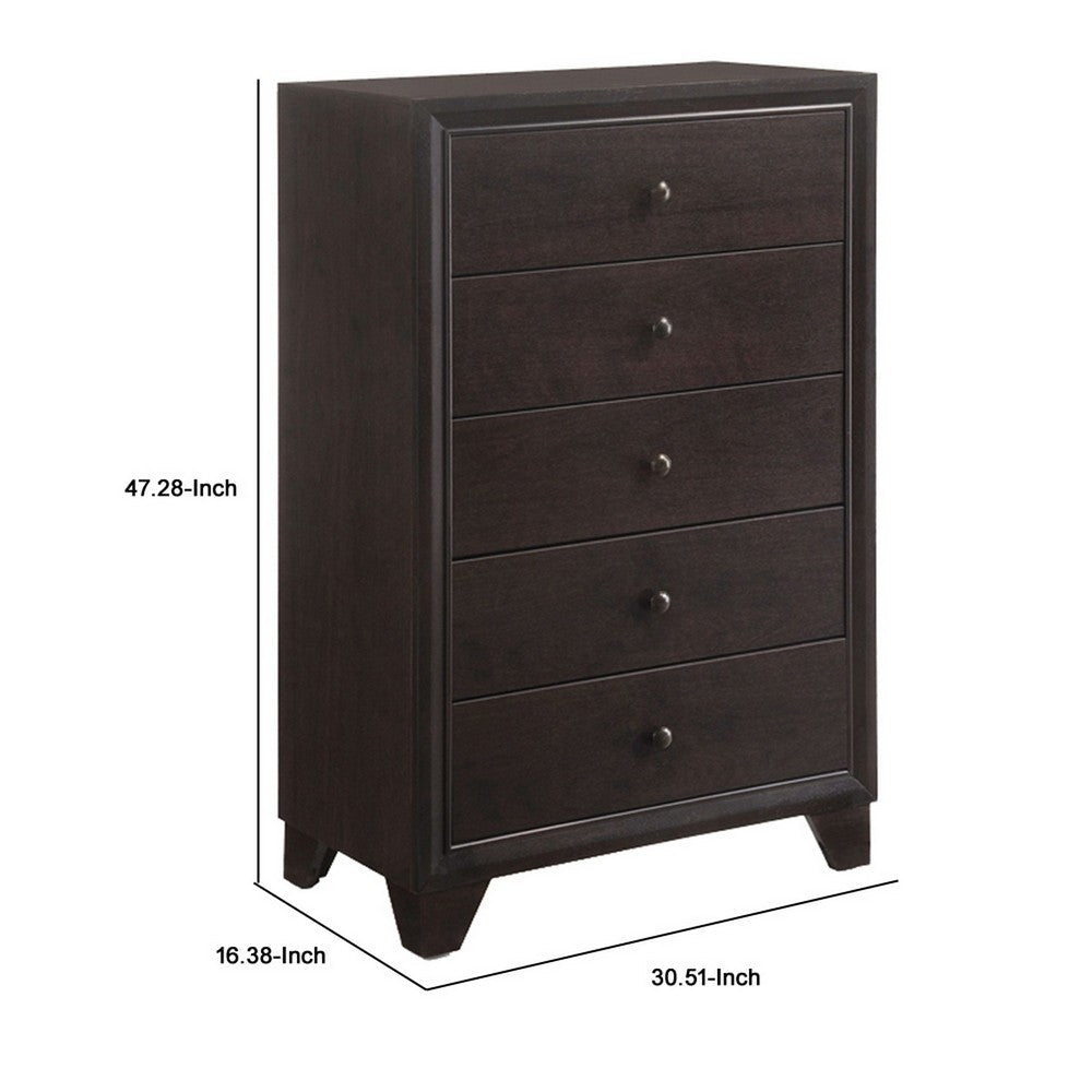 ACME Wooden Chest with 5 Spacious Drawers , Espresso Brown