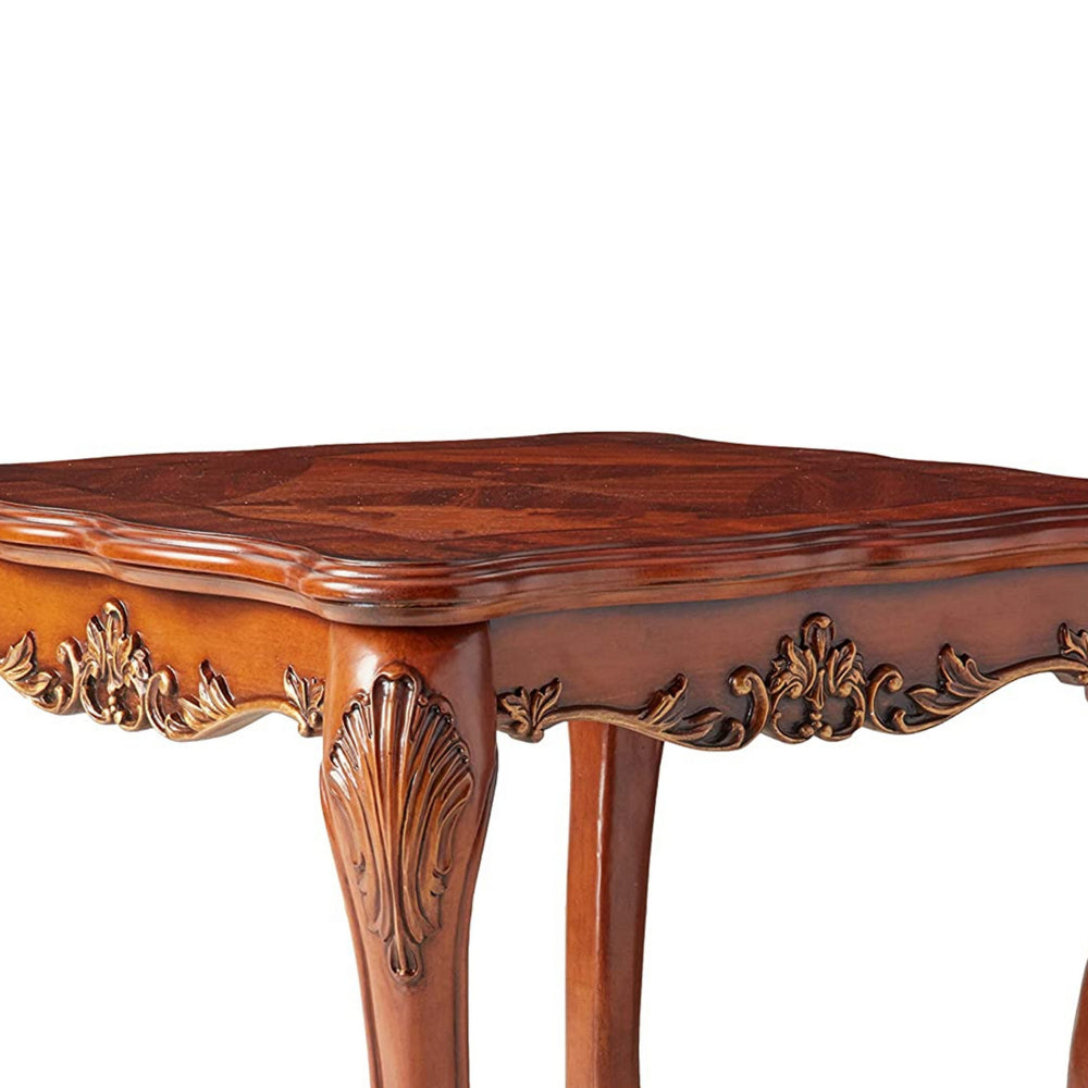 ACME Wooden End Table In Traditional Style , Cherry Oak Brown