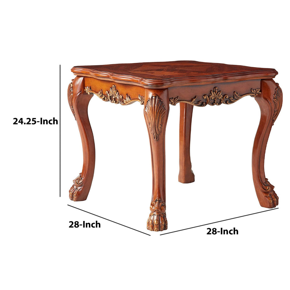 ACME Wooden End Table In Traditional Style , Cherry Oak Brown